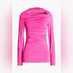 Victoria Beckham Long-Sleeve Wrap Top, Fuchsia, small